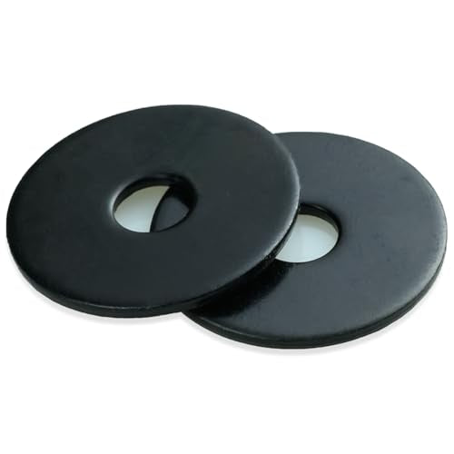 HOLIANSENG 5/16 x 1-1/4 inch black zinc plated stainless steel fender flat washers, 50-piece set