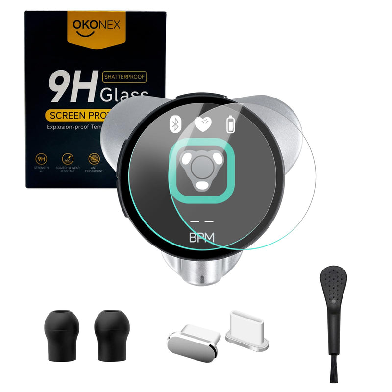 [Australia - AusPower] - 2-Pack Tempered Glass Screen Protector for EKO CORE 500™ Digital Stethoscope, 2 Silicone Ear Tips, 2 Charging Port Dust Plugs, and 1 Cleaning Brush 