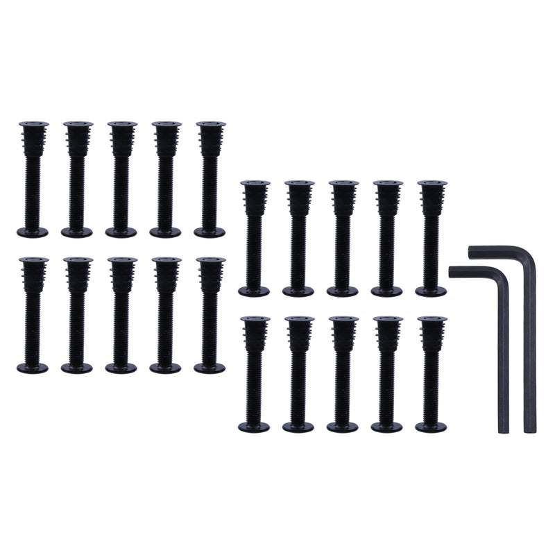 [Australia - AusPower] - 20 Sets 6mm/0.24" Threaded Insert Nuts and Bolt, Wood Furniture Screws Bolt Inserts Nut Assortment Hex Socket Drive Fastener Connector for Home and Wooden with Wrench (Screw Length is 1.57") Screw Length:1.57" 