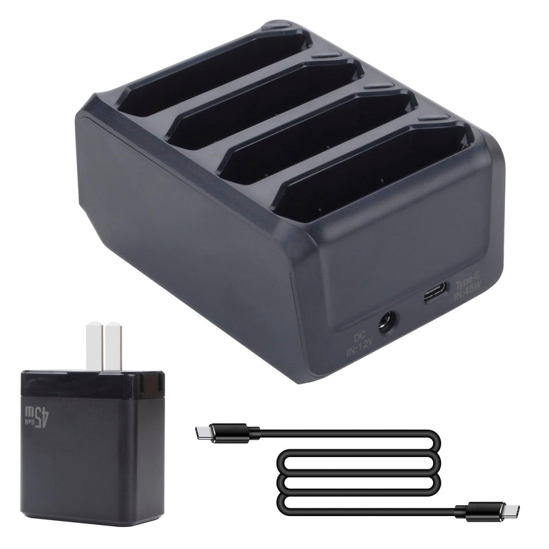 [Australia - AusPower] - 4-Slot Battery Charging Cradle Kit for Zebra TC70 TC75 TC77 TC7X-4BTYC1 Barcode Scanners, Compatible with BT-000318 Battery, Charger Station with Type-C Cable, Black 