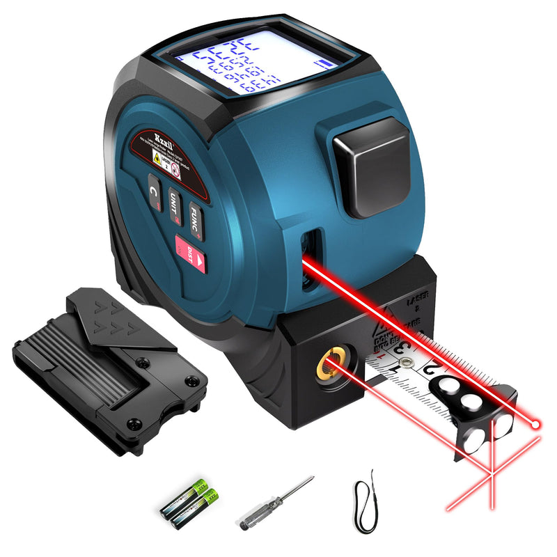 Laser Tape Measure 3 in 1 Laser Rangefinder Tape Measure with AutoLock | 131ft Laser Measuring Tape & 16ft Tape Measure for Pythagorean, Area, Volum, Multi-Unit Conversion (Ft/Ft+in/in), Yellow