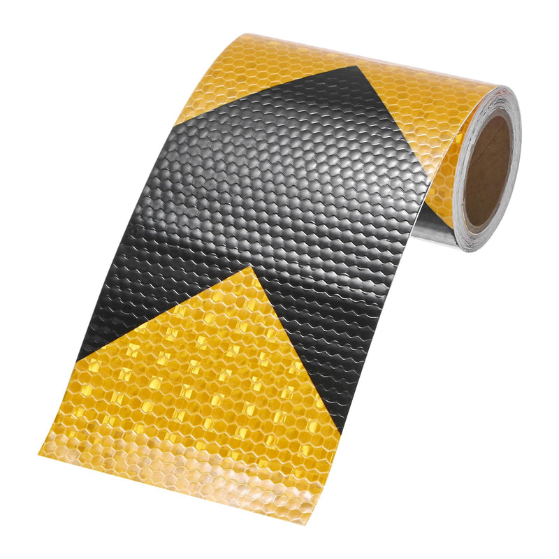 M METERXITY Reflective Tape, 4 Inch x 10 Feet Shining Star Dark Yellow & Black Waterproof High Visibility Self-Adhesive Tape for Trailers/Trucks/Apparel, Outdoor Warning Signs