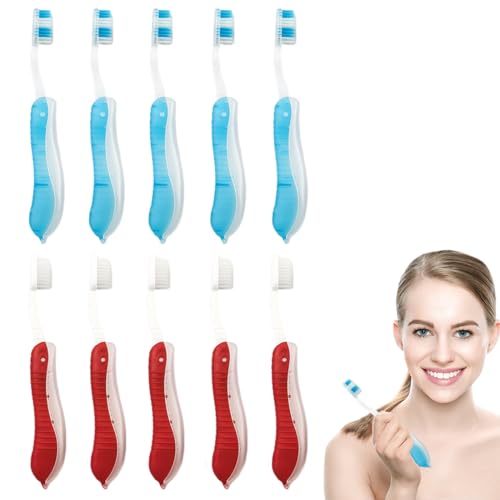 10 Pack Travel Toothbrushes, Foldable Travel Toothbrushes for Travel, Portable Manual Travel Toothbrushes for Adults, Camping, School, Business Trip