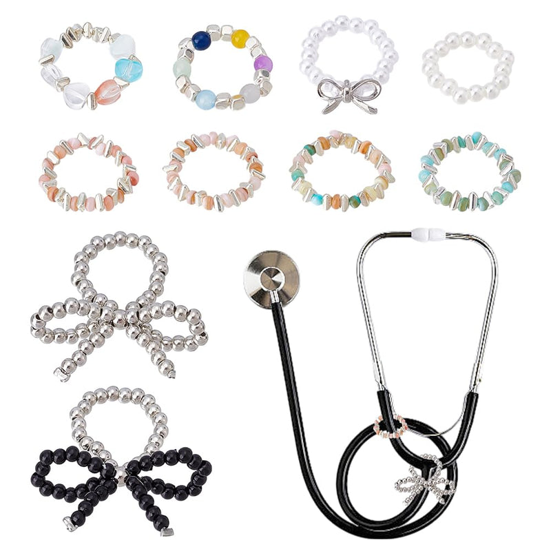 [Australia - AusPower] - WEBEEDY 10 Styles Bow Stethoscope Charms Personalized, Decorative Elegant Bowknot Bead Charm Accessories for Doctor Nurse Medical Workers Nursing Students Cute Stethoscope Jewelry Graduation Gift 