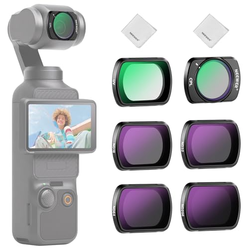 NEEWER Magnetic ND Filter Set Compatible with DJI Osmo Pocket 3 / Pocket 4 / Xtra Muse, 6 Pack ND16 ND32 ND64 ND256 CPL UV Lens Filter Accessories Kit 6 Pack ND+CPL+UV w/Cleaning Cloth