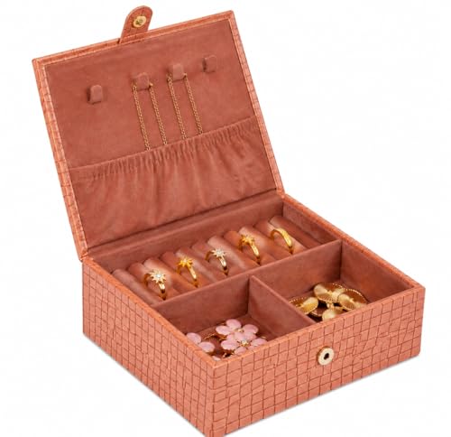 La Trove Travel Jewelry Case for Women, Rings & Earrings Organizer, Pink