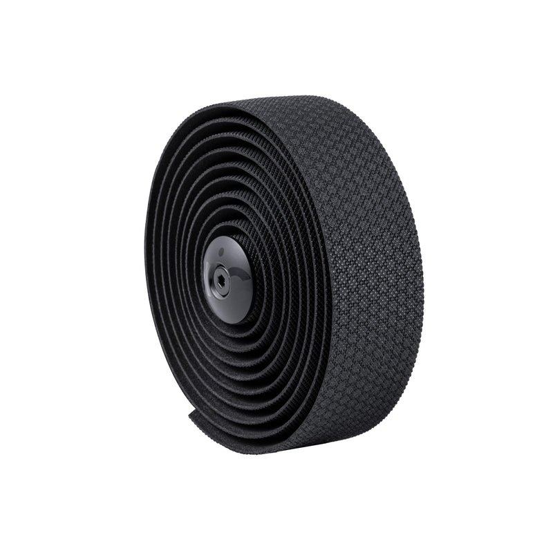 Fabric Knurl Gravel Reflective Handlebar Tape Gravel Bike - Road Bike Bar Tape with Handlebar Plugs and Finishing Strips - 200 x 3 cm - 3.5mm Thick - Reflective Black