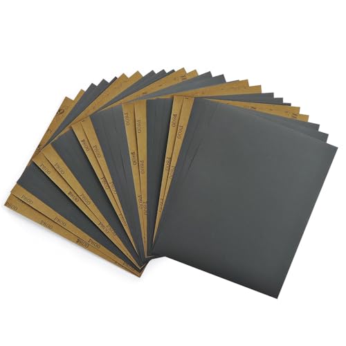AutKerige 800 grit wet dry sandpaper sheets, 9x11 inch silicon carbide sanding sheets, 25-piece set