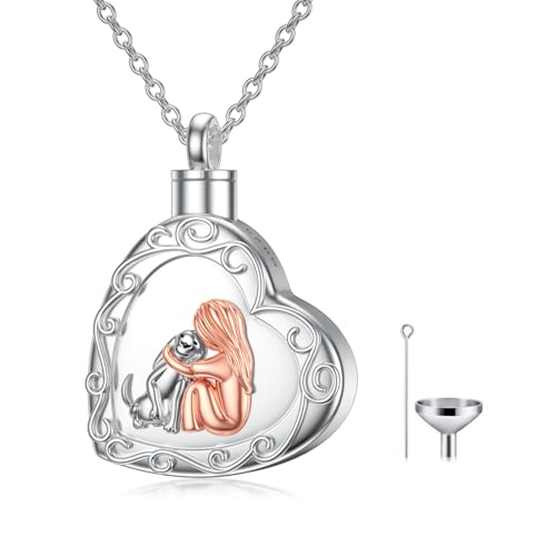 Urn Necklaces for Ashes 925 Sterling Silver Cremation Necklace Ash Pendant Memorial Jewelry Keepsake Gifts for Women 2-2-Dog