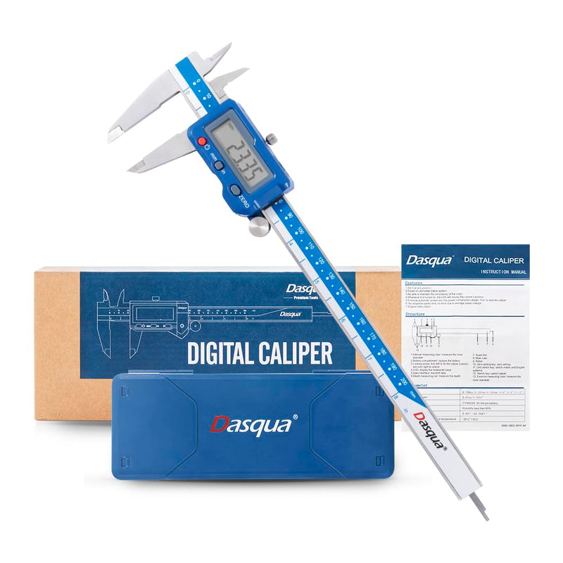 [Australia - AusPower] - Dasqua 8”/200mm Digital Caliper, Stainless Steel Precision Measuring Tool with Advanced Dual Chip, Large LCD, Resolution 0.0005”/0.01mm, Accuracy ±0.001”/0.02mm 