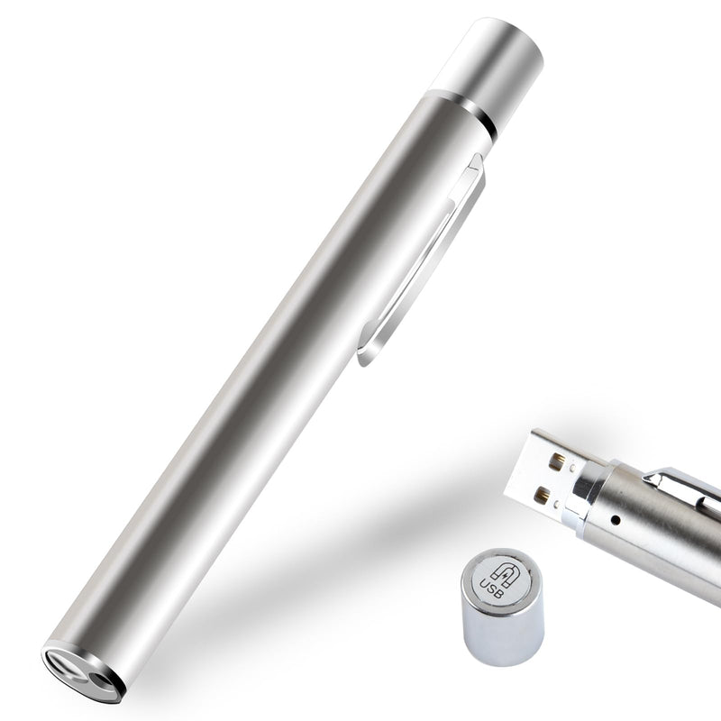 Diagnostic Light Pupil Light Medical Rechargeable USB Diagnostic LED Pen Lamp Doctors Nurse Accessories Medical Lamp Pen Light with 2 Light Sources Pocket Clip