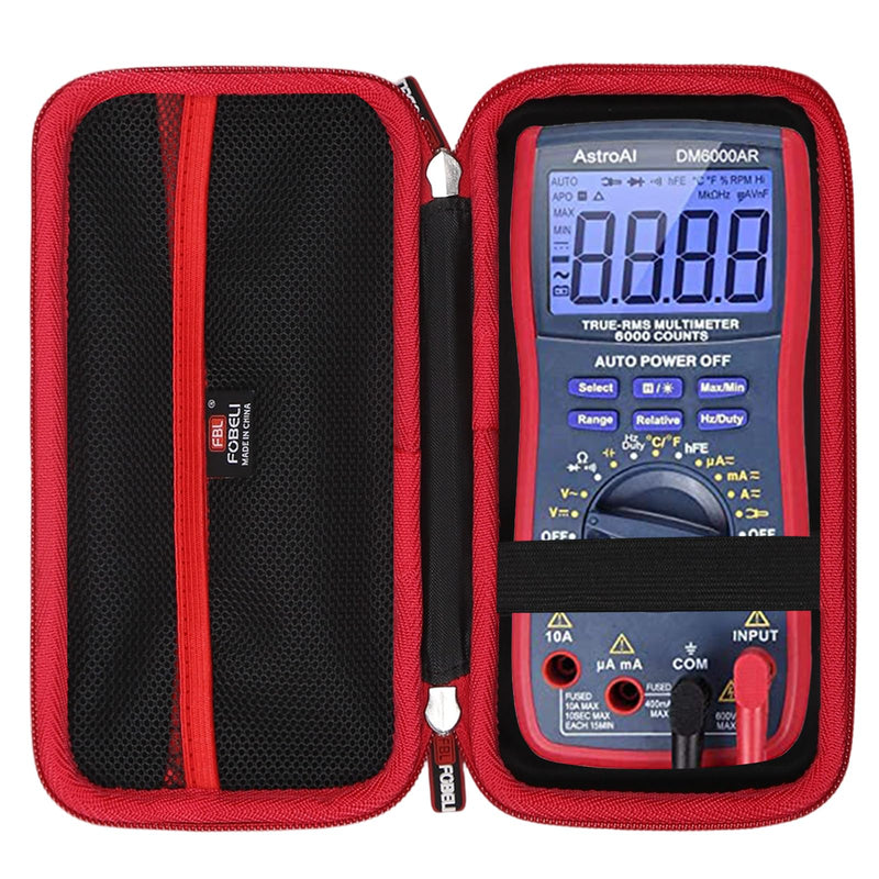 [Australia - AusPower] - FBLFOBELI Storage Carrying Case Compatible with AstroAI Digital Multimeter Analyzer TRMS 6000 Counts Volt Meter Ohmmeter Auto-Ranging Tester (Case Only) (Black) Black 