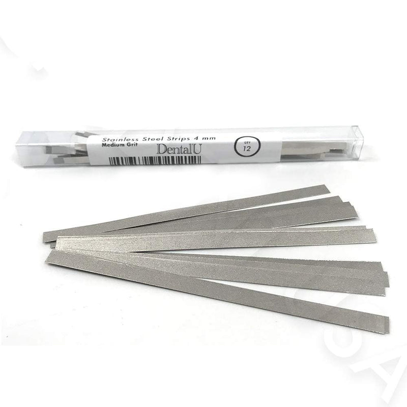 [Australia - AusPower] - Dental Polishing Strips Stainless Steel 4 MM Medium Grit (Single Side) 12/Box 