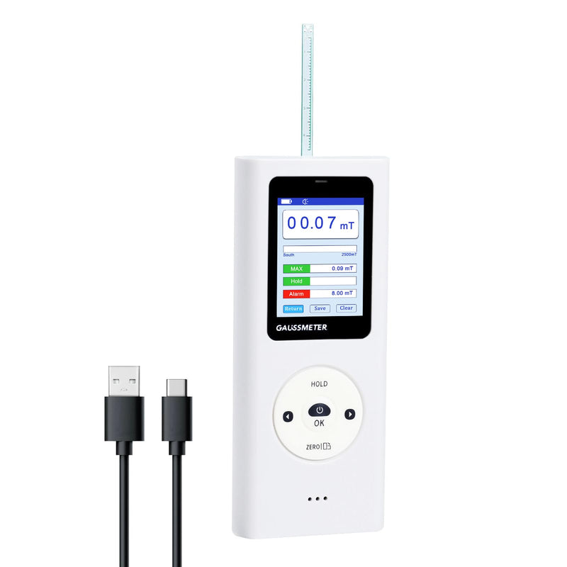 [Australia - AusPower] - Gauss Meter, Tesla Meter Gaussmeter with 0~25k Gs (0-2500mT) Range, Magnetometer Magnetic Field Strength Tester, HD Display/Audible Alerts/Data Storage, N/S Pole Detection, Industrial, Workshops 