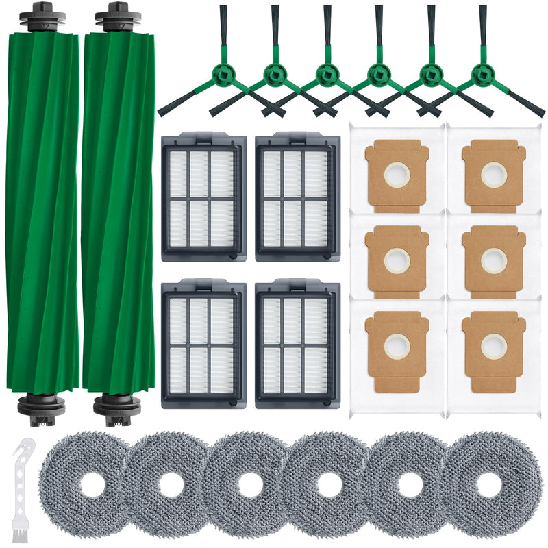 [Australia - AusPower] - Plus 405 Combo Replacement Parts for Roomba Plus 405 Combo Plus 505/ 507Combo Robot Vacuum Cleaner Parts with 2 Roller Brush, 4 HEAP, 6 Mops, 6 Dust Bags, 6 Side Brushes, 1 Clean Brush Replacement Parts for Roomba Plus 405/505/507 Combo 