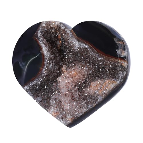 mookaitedecor Natural Agate Geode Heart Crystal Cluster Stone Specimen 75-155 g