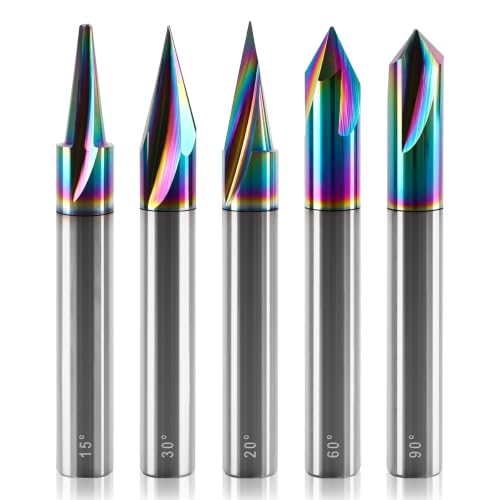 BFVV 5-piece CNC wood carving router bit set with 1/4-inch shanks for edge treatment and grooving