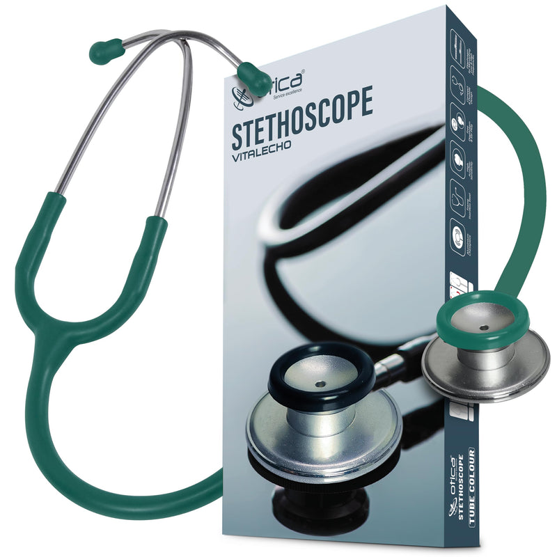 [Australia - AusPower] - Acoustic Lightweight Stethoscope for Doctors, Nurses, Students, Home Health Use, Adult, Dual Head, Aluminum Chestpiece (Green) Green 