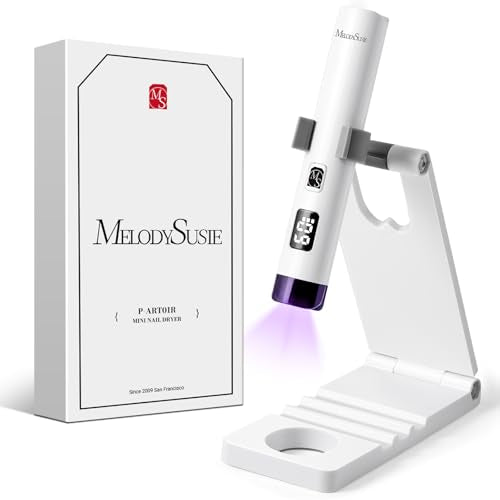 MelodySusie UV Lamp for Gel Nails Small with Stand Flash Cure Nail Lamp | Portable, Wireless, Rechargeable, Intelligent Sensor, 2 Timer Settings, Ideal for Travel & Touch Up White