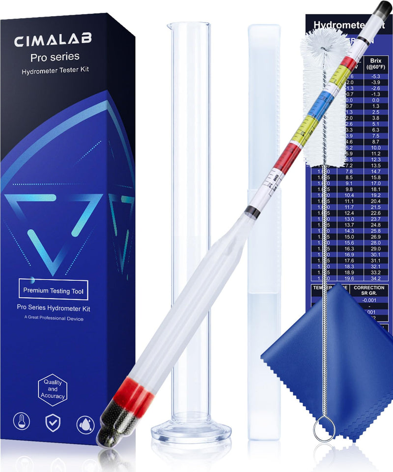 [Australia - AusPower] - CIMALAB Triple Scale Hydrometer, Plastic Specific Gravity Hydrometer for Wine Making, Beer & Kombucha, Mead Making Kit, Brix, ABV Tester, Hydrometer Alcohol Tester for Wine Making Supplies + Test Jar Plastic triple scale hydrometer kit with test jar 