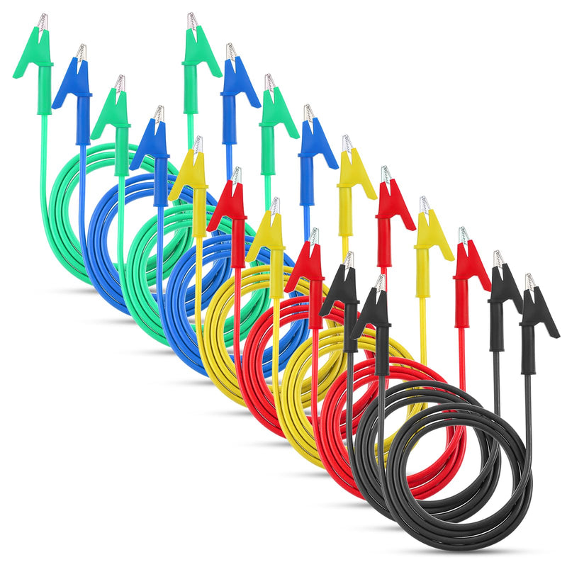 [Australia - AusPower] - 10Pcs 14 Gauge Alligator Clips with Wires for Multimeter, Heavy Duty Silicone Test Leads 15A Jumper Wires with Insulators Clips for Electrical Testing Experiment(3.3ft/1m) 