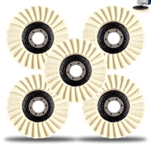 YUQAFQE 4.5-inch wool felt flap polishing wheel for angle grinder, buffing metal, marble, stone, furniture, and cars