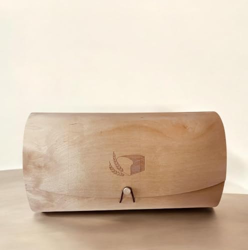 Large Birch Wood Bread Box 15″ | Natural Bread Storage Bin for Kitchen Countertop, Eco-Friendly Loaf Keeper | No Assembly Needed| Lightweight & Portable for Picnic, Camping & Travel