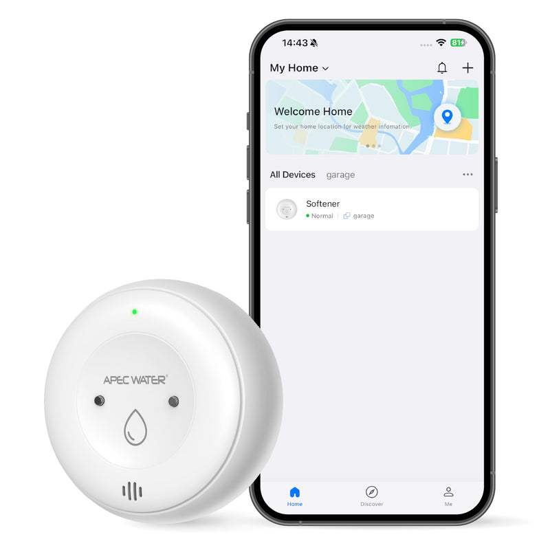 [Australia - AusPower] - APEC WATER WiFi Water Leak Detector for Home, App Connected get Real-Time Alerts, Highly Reliable Dual Sensor Wet Moisture Detection (1PK) 1-Pack 
