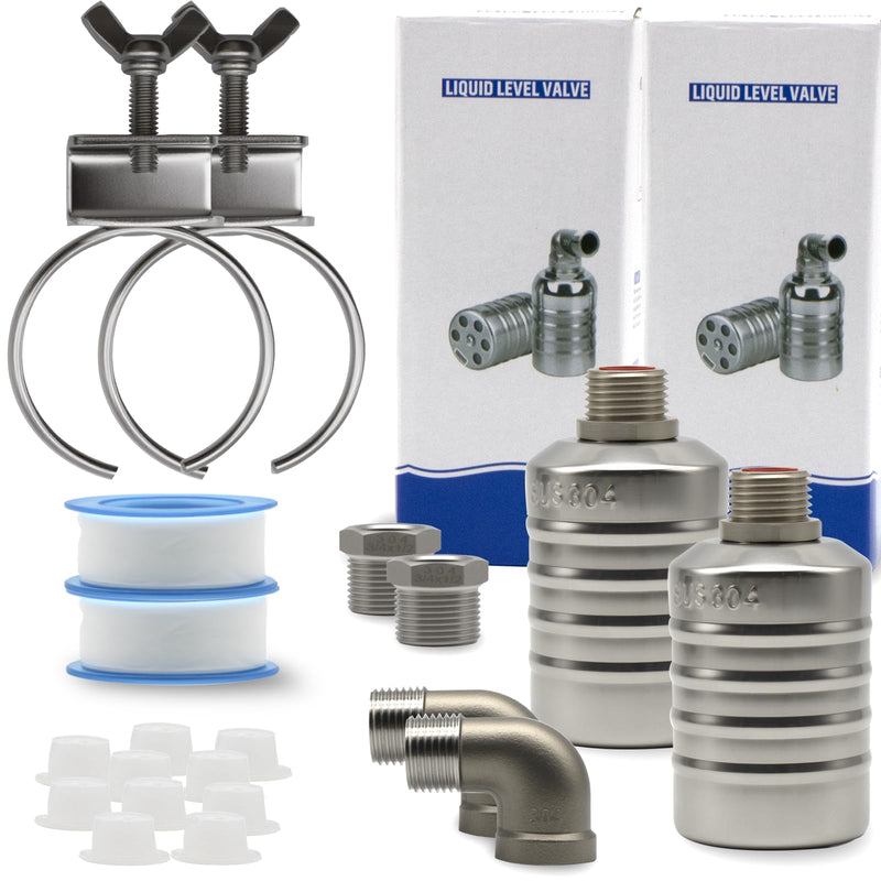 [Australia - AusPower] - HXH 304 Stainless Steel NPT Auto Water Level Control Float Valve, 1/2" to 3/4'' Water Level Automatic Control Float Valve for Water Towers, Pools, livestock Tanks, Etc (Pack of 2). 