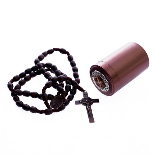 6mm Rosary Beads with Rosary Box, Black Glass Saint Benedict Necklace, Anglican Prayer Beads Catholic Gifts Rosary-6-8