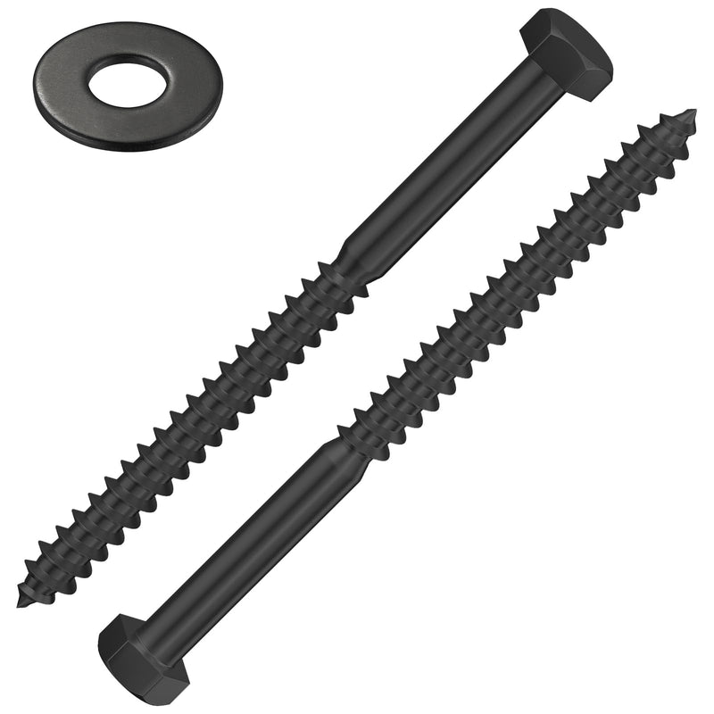 Wensilon Lag Screws Wood Screws (30PCS, 5/16"x3", Black) Hex Head Lag Bolts,(8x75) Heavy Duty Lag Screws,304 Stainless Steel Bolts 18-8 5/16"x3"