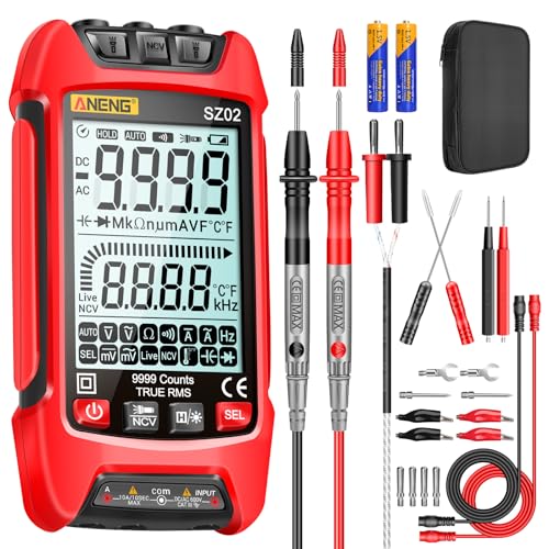 ANENG SZ02 digital multimeter tester with multicolored design, TRMS 9999-count auto-ranging volt meter