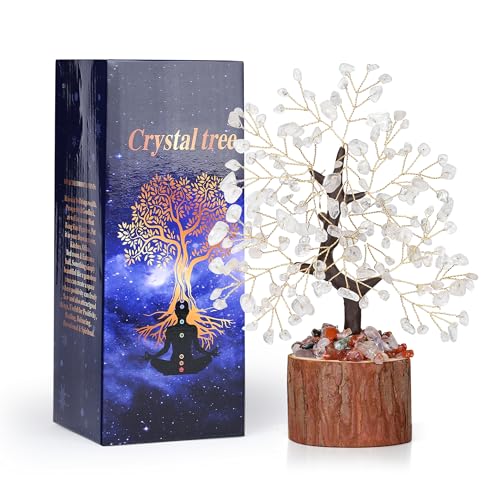 LAIDANLA Clear Quartz Crystal Tree of Life, Clarity Desk Decor Gifts White Crystal
