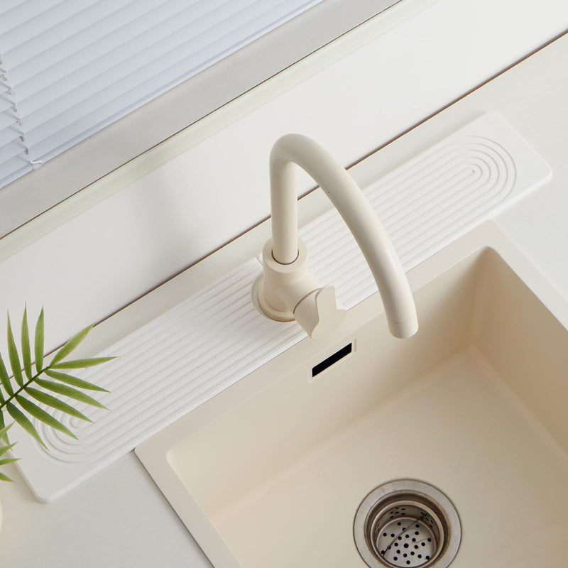 Stone Faucet Mat for Kitchen Sink, Faucet Mat Fast Drying Diatomite, Sink Splash Guard Water Absorbing Stone Tray for Sink, Counter Protector for Kitchen & Bathroom White.23.6" x 3.9"‎