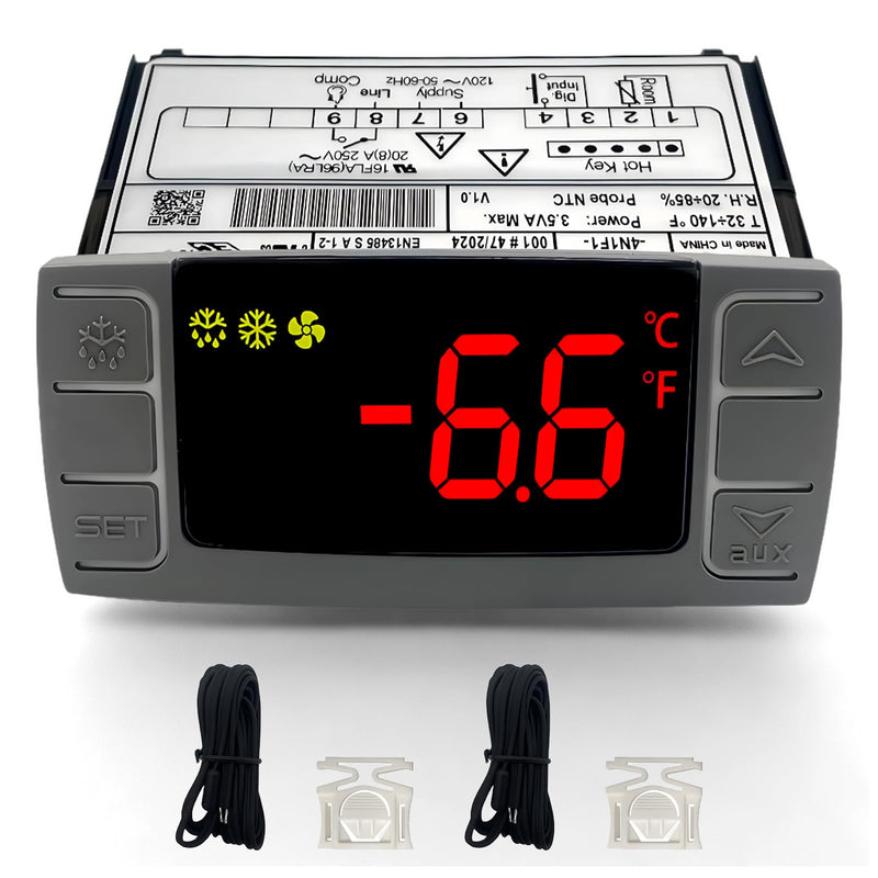 [Australia - AusPower] - Temperature Controller XR02CX-4N1F1 for Dixell, Programmable Digital Thermostat Fit for Commercial Refrigerators/Freezer 120V 50-60Hz with Sensor Probe (XR02CX-4N1F1) 