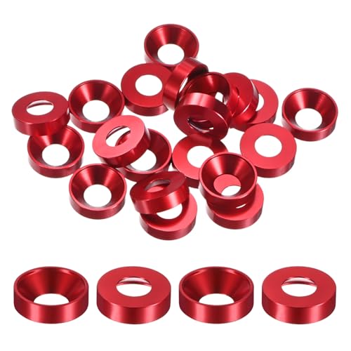 M METERXITY red M8 countersunk finish washer, 8mm alloy aluminum cup washer for screws and mechanical parts