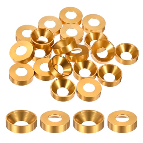 M METERXITY 20-Pack M8 Countersunk Finish Washers, Hole Dia 0.31"/8mm Alloy Aluminum Finish Cup Washer Screw Head Gasket for Industrial/Screw RC/Car/Motorcycle/Mechanical Parts [Golden] Golden