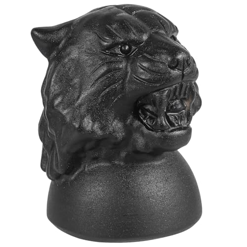 SUNYIK Natural Black Obsidian Roaring Tiger Head Statue