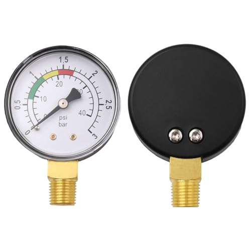 Black Pressure Gauge 1/4 Inch Pool Compressed Air 0-3 Bar/40 PSI Water Pressure Knife for Gas and Water