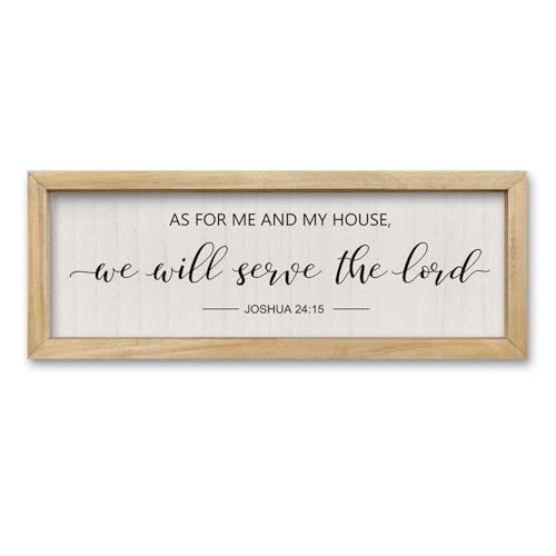 comurdyo As For Me And My House We Will Serve The Lord Sign 16"×6" Wood 16"L x 6"W Bible Verse Wall Decor （Wood)