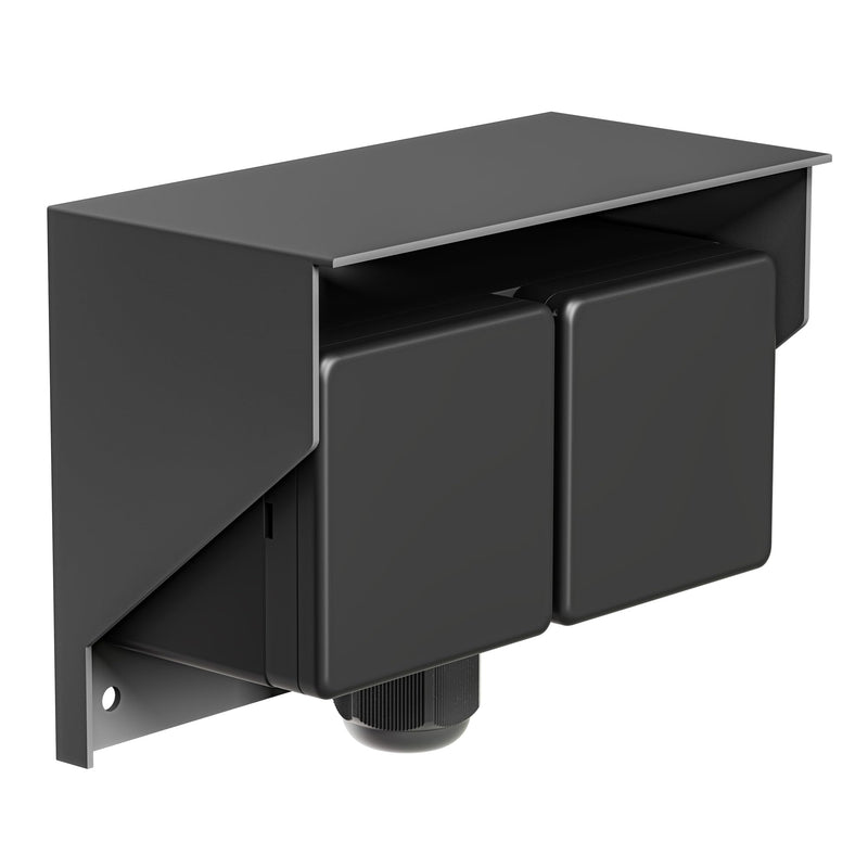 ledscom.de PIWI Outdoor/Wet Room Socket, Surface-Mounted, IP44, Double Schuko, 16A/230V, Stainless Steel, Plastic, Anthracite, Horizontal Anthracite / 2 sockets / 13.5 cm 1 piece (pack of 1)