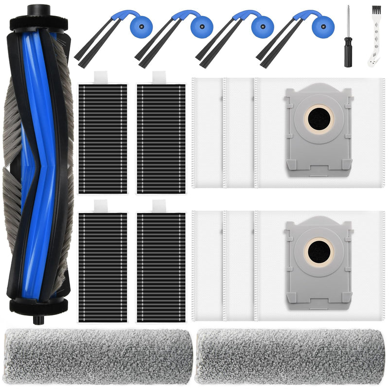 [Australia - AusPower] - 19 Pack Replacement Accessories Kit Compatible with ECOVACS DEEBOT X9 Pro Omni Robot Vacuum, 1 Main Brush, 6 Dust Bag, 4 HEPA Filter, 2 Mopping Roller, 4 Side Brush, 2 Clean Tool 