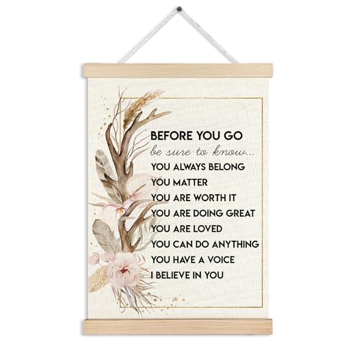 MKIJUHB Inspirational Boho Floral Wall Art Decor, Positive Affirmations Wall Hanging Decor, Motivational Framed Canvas Prints for Home Bedroom Living Room Office Walls Decorations, 12x16 Inch