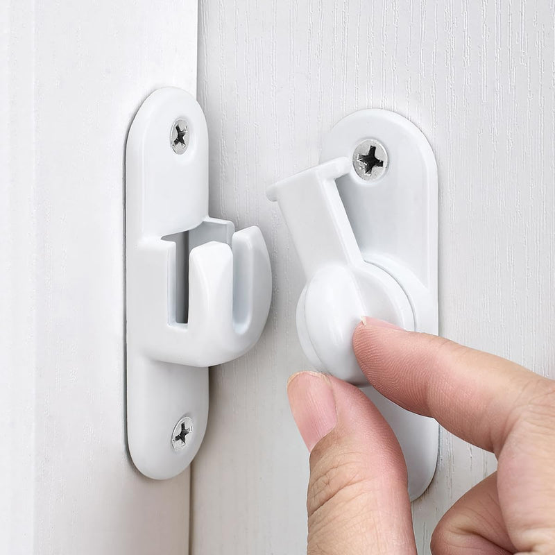 INIRET 10 Packs White Barn Door Latches,90/180 Degree Gate Lock,Flip Gate Latches Hardware,Zinc Alloy Right Angle Door Lock Latch,Door Security Sliding Door Latch Lock for Cabinets,Bathroom