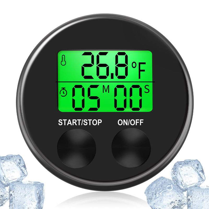 [Australia - AusPower] - 2-in-1 Ice Bath Thermometer with Timer, Cold Plunge Thermometer for Ice Bath Floating, -4℉~158℉， IPX7 Waterproof Black 