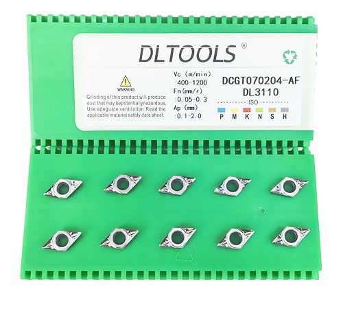 DL TOOLS industrial CNC carbide DCGT21.51/DCGT070204 turning inserts for aluminum, 10-piece set