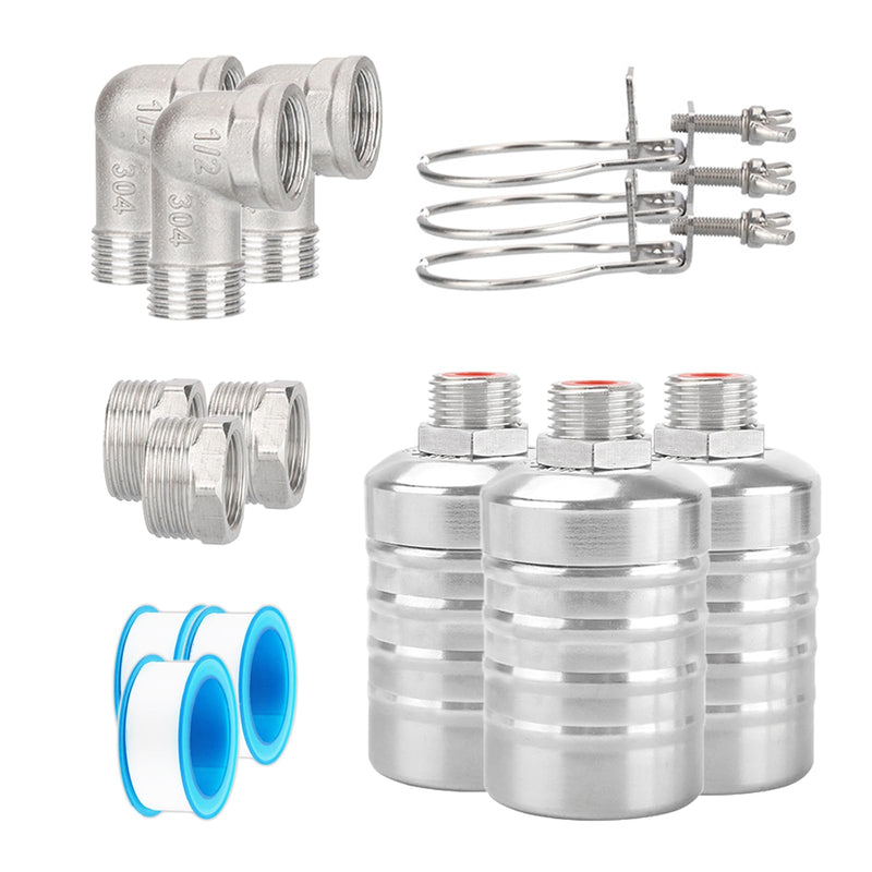 [Australia - AusPower] - Automatic Water Float Valve, 1/2 to 3/4 Inch Connection Types, Stainless Steel 304 Fully Automatic Water Shut off Float Valve for Water Tank, Pool, Livestock Trough (3 Pack) 