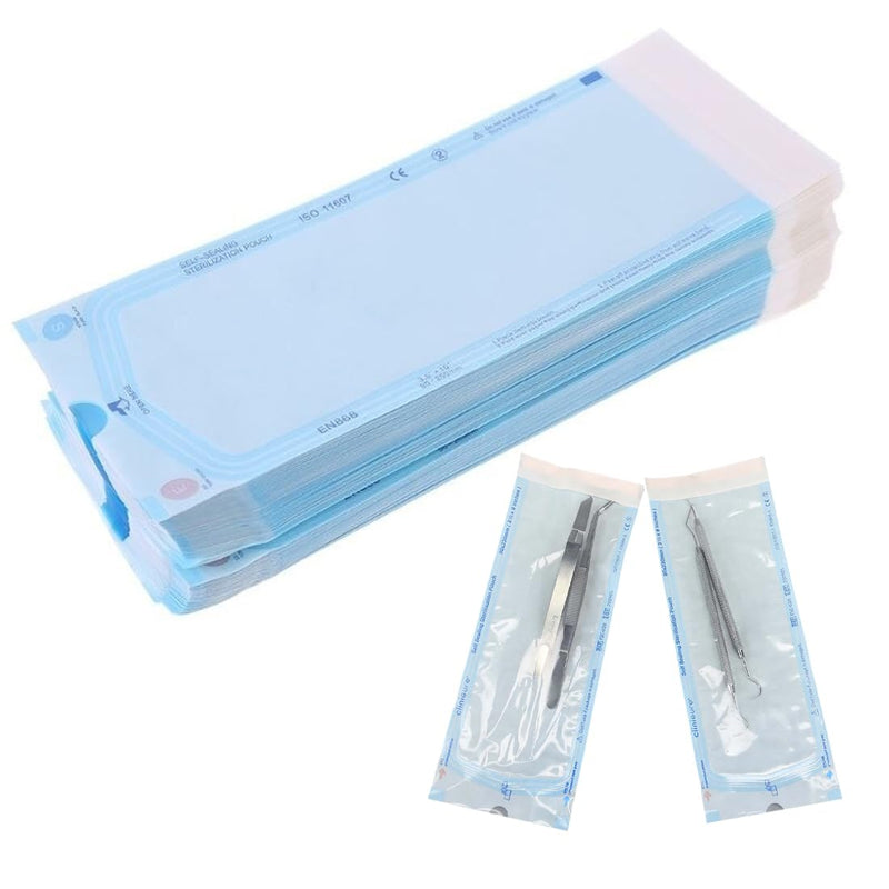 YUZNA 100 x Disposable Sterilisation Bags with SK Closure, Self-Adhesive, Sterilising Bags for Autoclaves (9 x 26 cm)