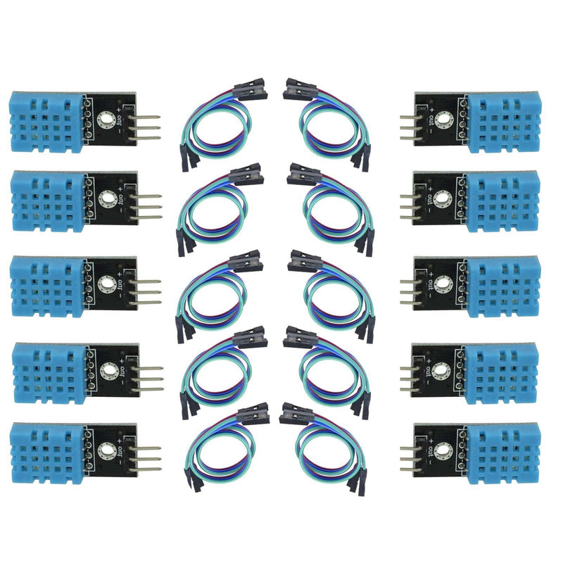 [Australia - AusPower] - KEAcvise 10 Piece DHT11 Digital Temperature & Humidity Sensor Module, 3.3V-5V, 20%-95% RH, 0-50℃ with Dupont Wires 