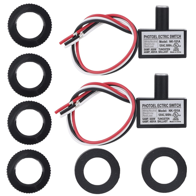 [Australia - AusPower] - 2pcs 105V-130V AC Photocell Light Sensor, Dusk to Dawn Eye Daylight Control Switch Sensor with Nuts and Washer for Outdoor Lighting Photoelectric 2 